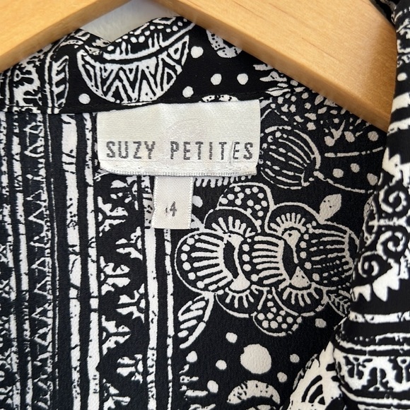 SUZY Shier Two Piece Sleeveless Blouse Long Wrap Skirt Black White - Picture 12 of 14